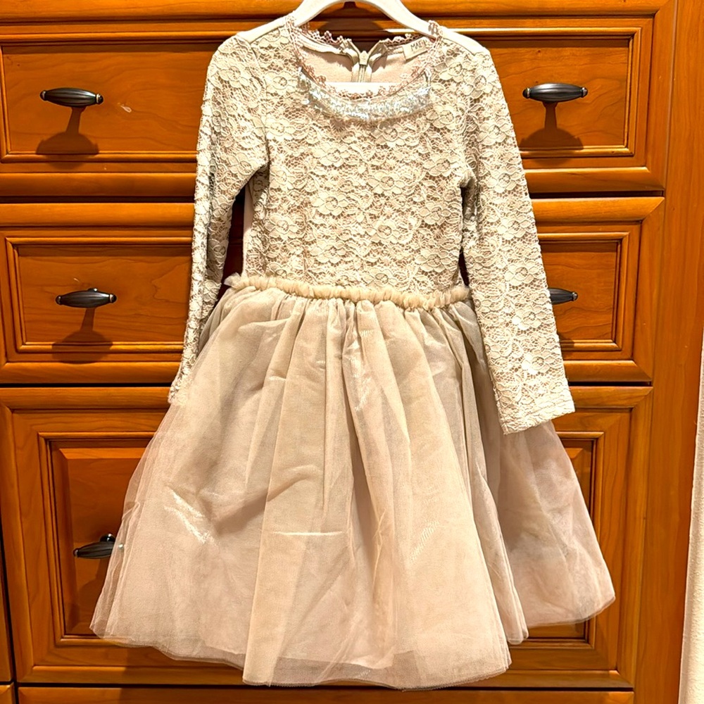 Charming Lace Kids Formal Dress in Beige